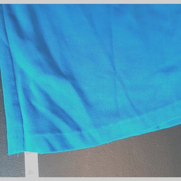 Vtg Back Button Ruched Side Pencil Skirt 2 Pc Suit Sz 10 Turquoise Office Siren - Picture 15 of 16